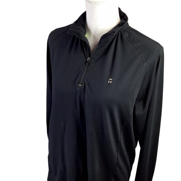 Tommy John 1/4 Quarter Zip Pullover Base Layer Sz M Black Long Sleeve Thumbholes - Picture 1 of 7